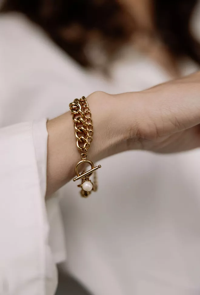 HiiL Studio Jewelry Double Chain Bracelet Gold armbånd 3
