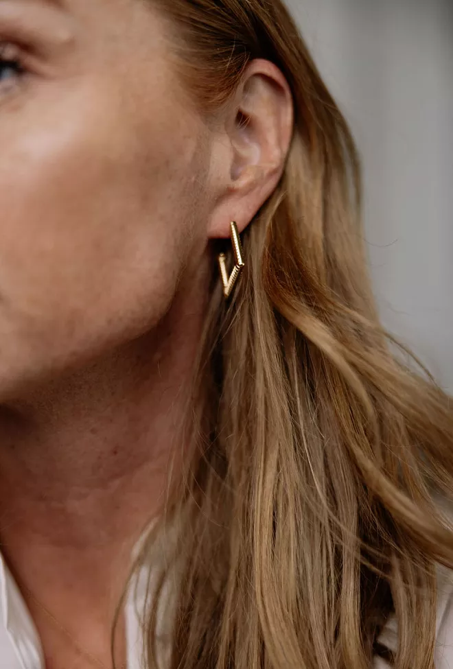HiiL Studio Jewelry Square Earrings Gold øredobber