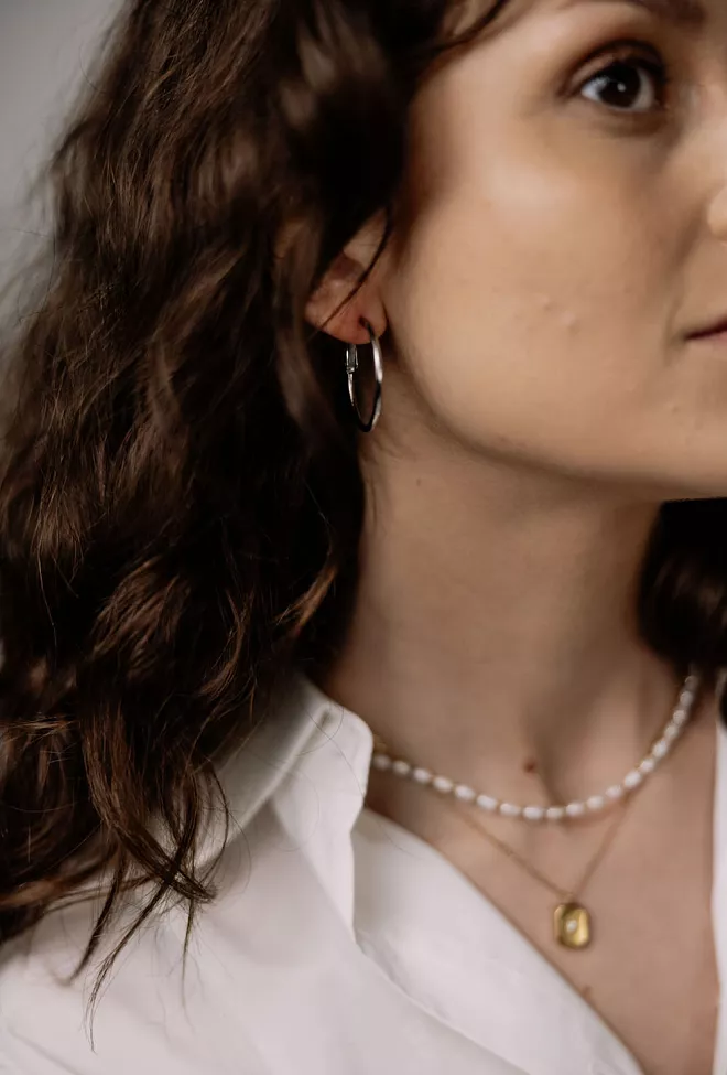 HiiL Studio Jewelry Thin Hoops Medium Silver øredobber