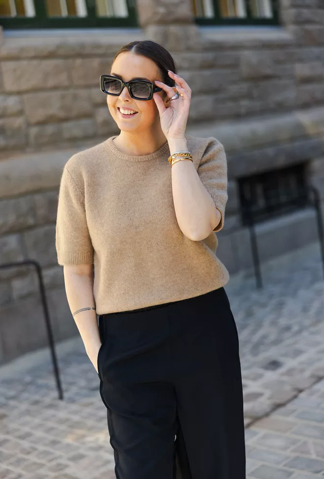 Carma collection Trine Knit Tee Nature strikket topp 7