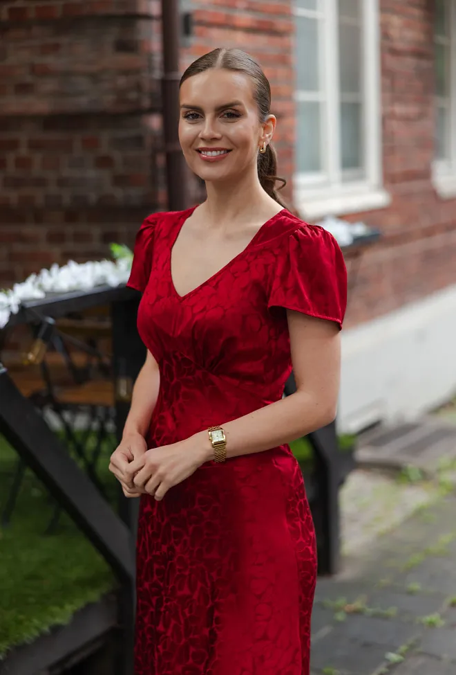 Pia Tjelta Marley Jacquard Midi Dress Red kjole 4