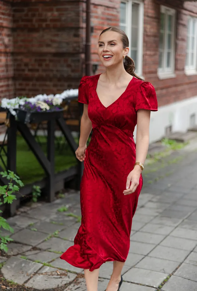 Pia Tjelta Marley Jacquard Midi Dress Red kjole 7