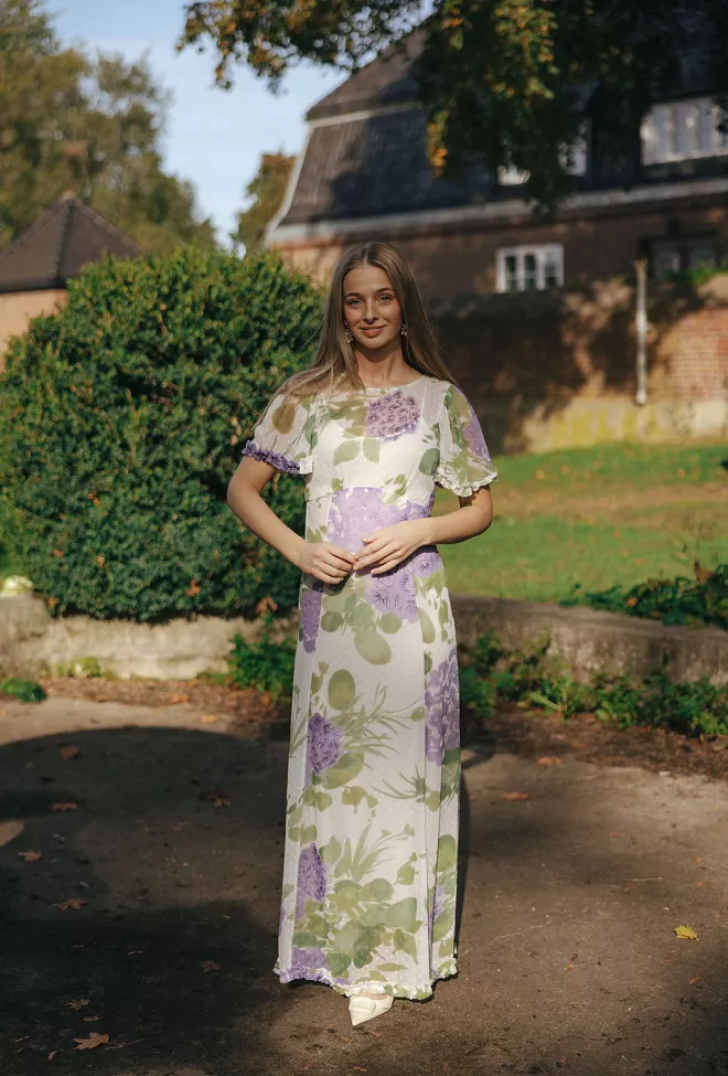  byTiMo Dotted Georgette Maxi Dress Purple Flower maxikjole 7