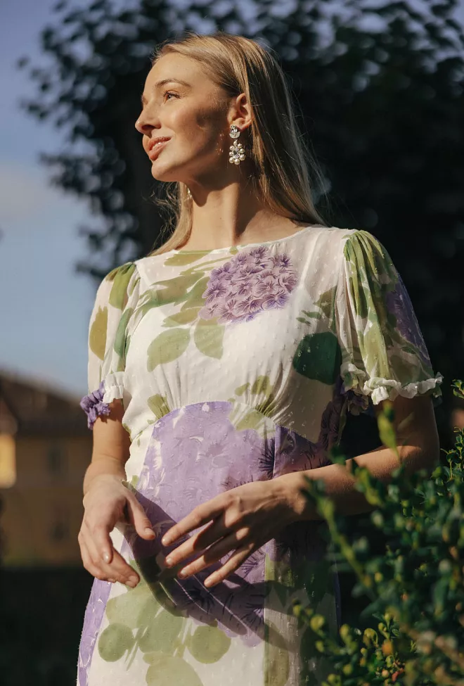 byTiMo Dotted Georgette Maxi Dress Purple Flower maxikjole 3