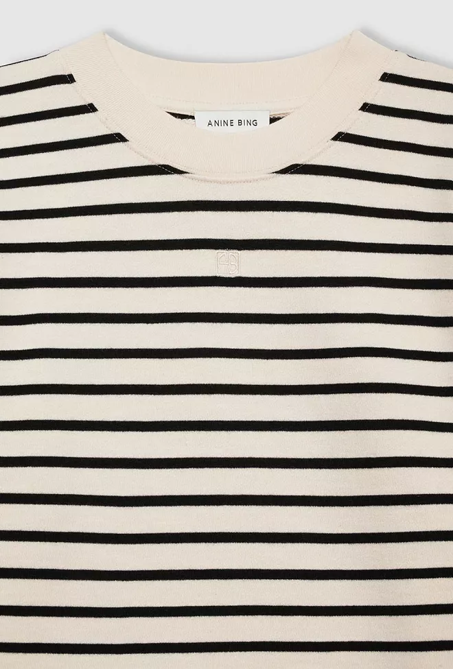 Anine Bing Mona Dress Black Stripe French Terry kjole 6
