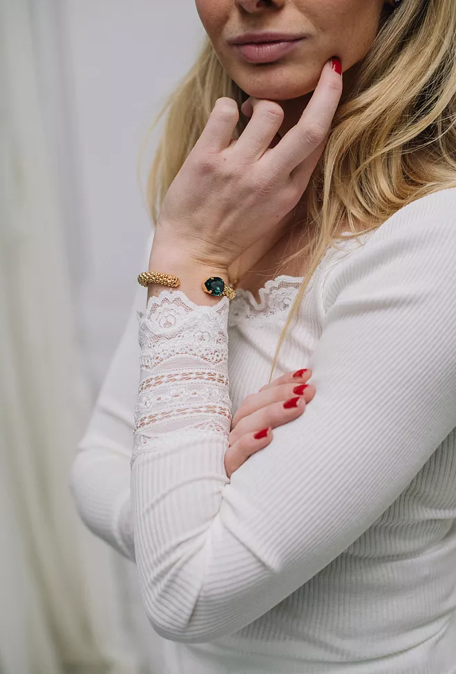 Classic Rope Bracelet Gold Emerald 2
