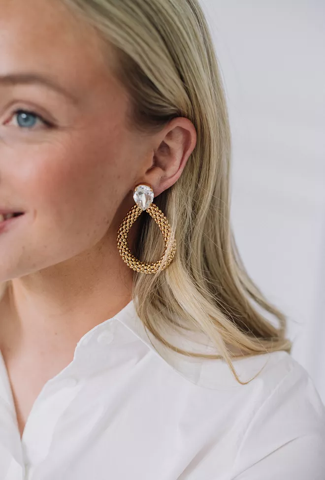 Caroline Svedbom Classic Rope Earrings Gold Crystal