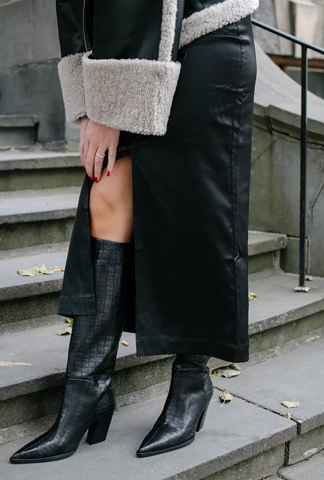 Anny Nord Escape From The West Tall Boot Black Croc støvletter 2