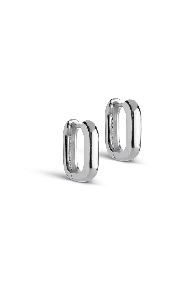 Enamel Copenhagen Square 15MM Hoops Silver øredobber 2