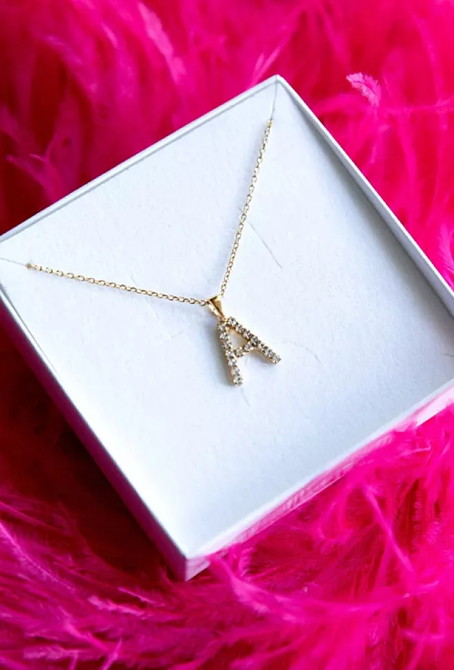 Caroline Svedbom Mini Letter Necklace Gold smykke 2