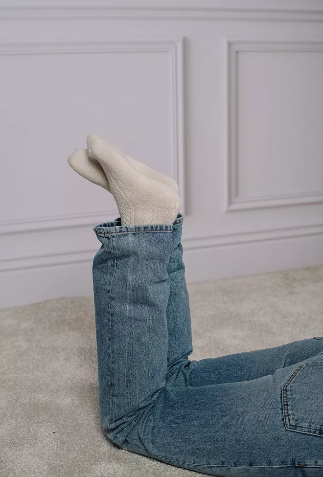 Note By Syversen Wool Cable Socks Offwhite 2