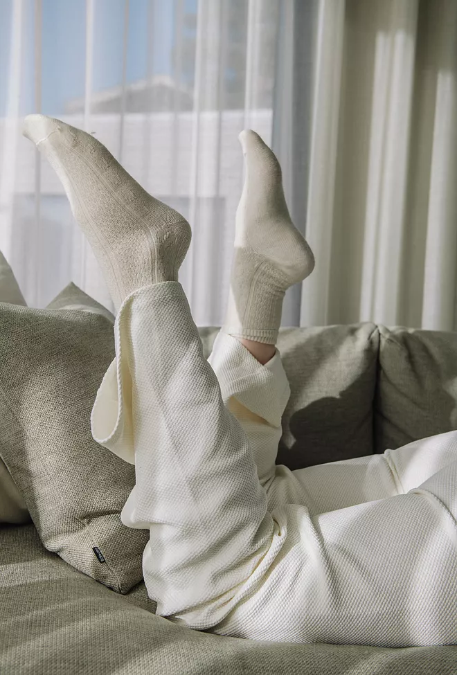Note By Syversen Wool Cable Socks Offwhite 1