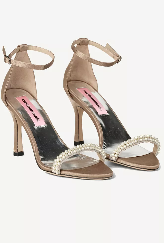 Custommade Alma Satin Pearl Pumps Travertine pensandaler 2