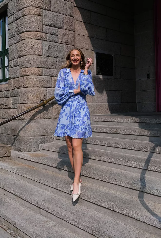 byTiMo Chiffon Mini Dress Sky Blue minikjole 3