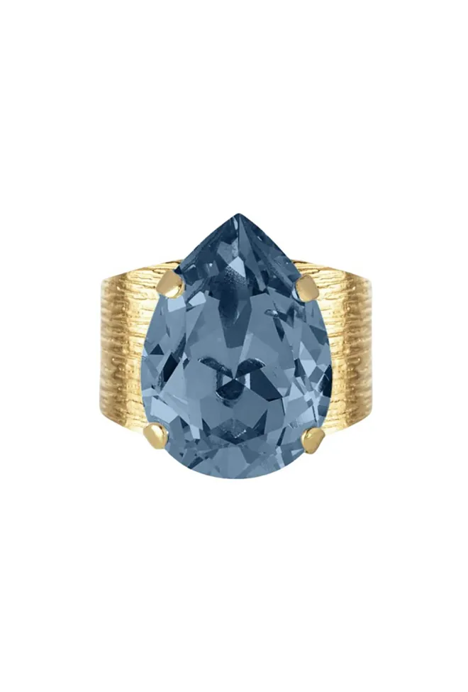 Caroline svedbom Classic Gold Ring Gold Denim Blue 2