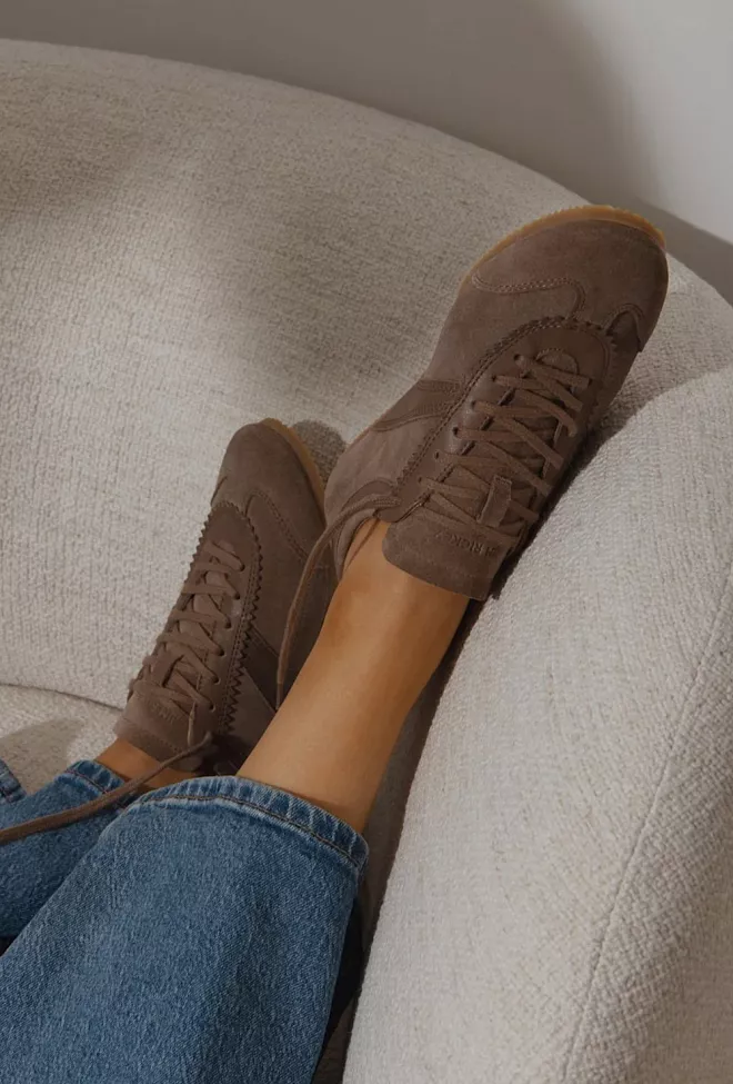 Jim Rickey Shade Suede/Leather Sneakers Taupe joggesko