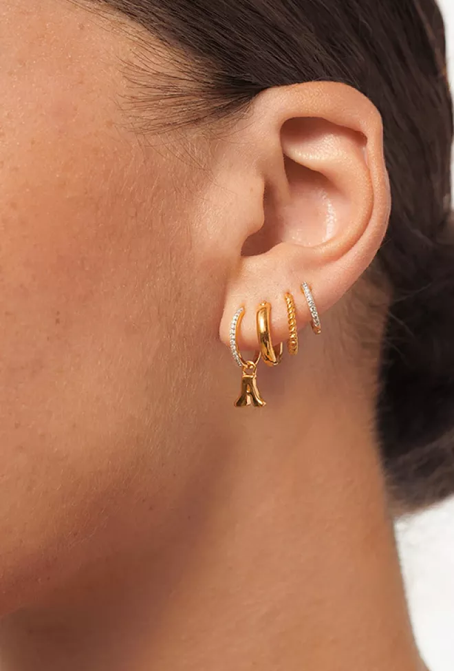 Missoma initial pave HOOP earrings A-S øredobber 1