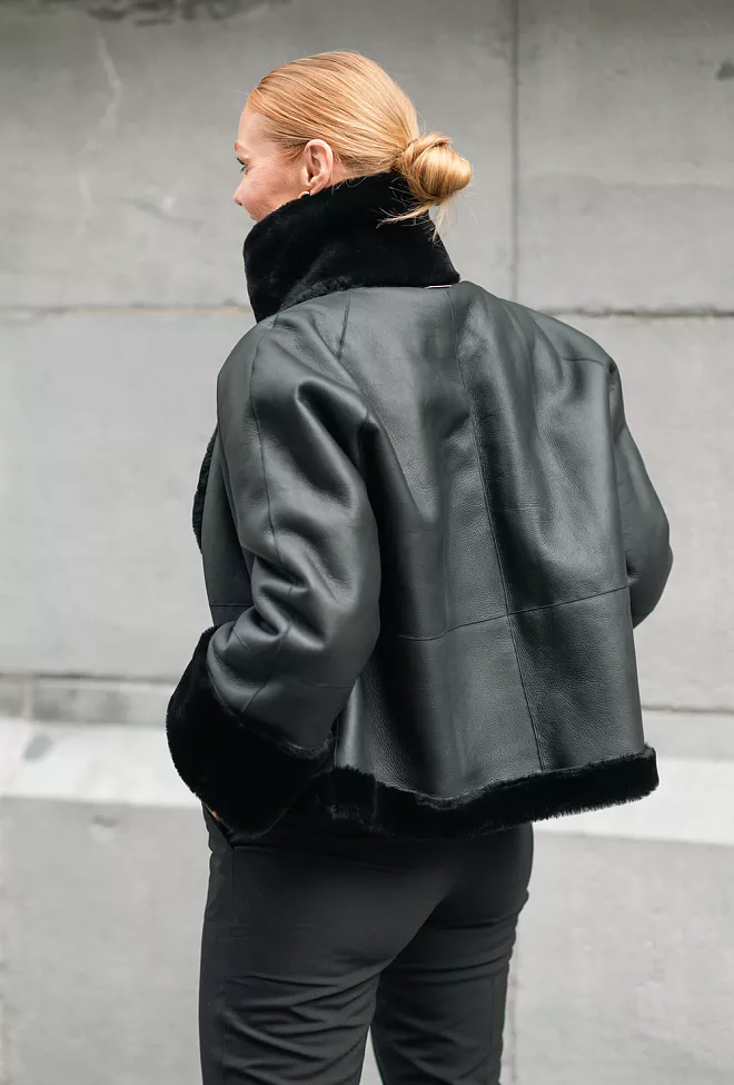 Jayda Jacket Merinillo Straigh Hair Black skinnjakke 9