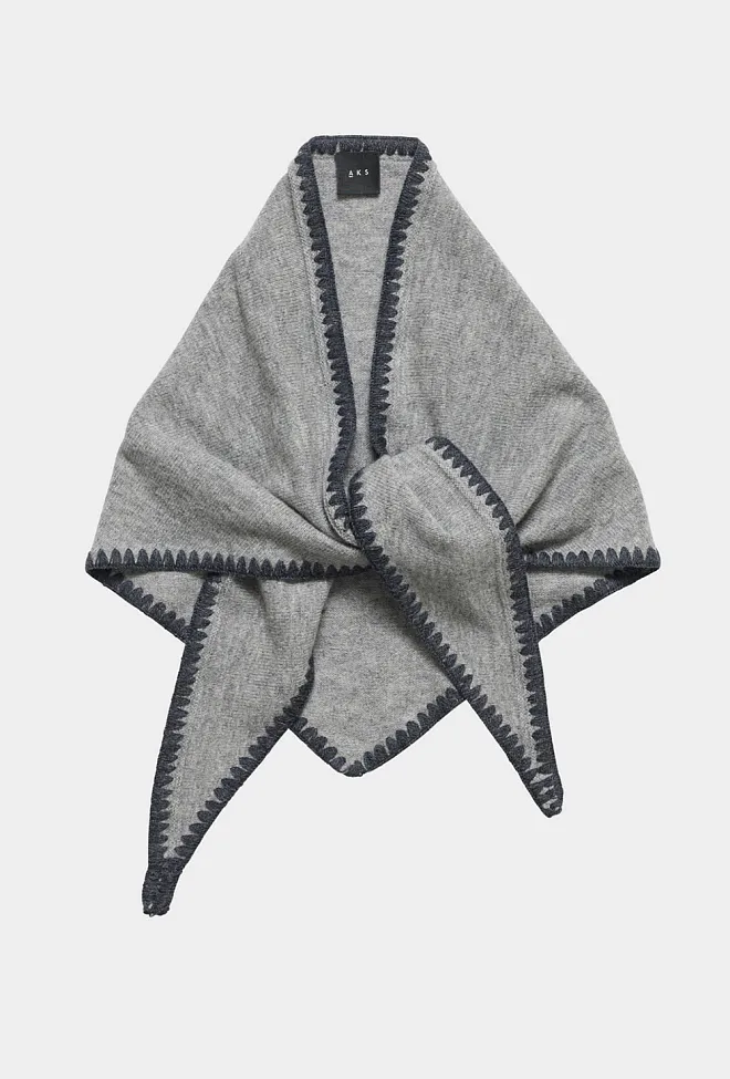 Christian Aks Mina Stitched Merino Scarf Lt Grey Melange skjerf 6