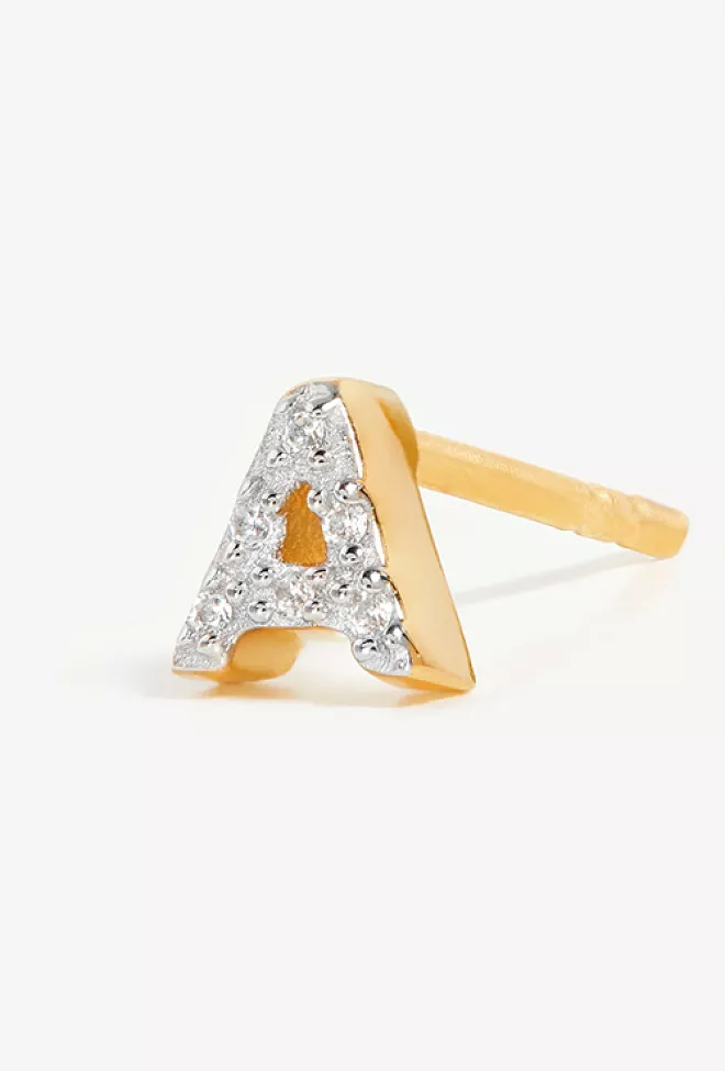 Missoma pave initial stud earrings T-Z gold øredobber