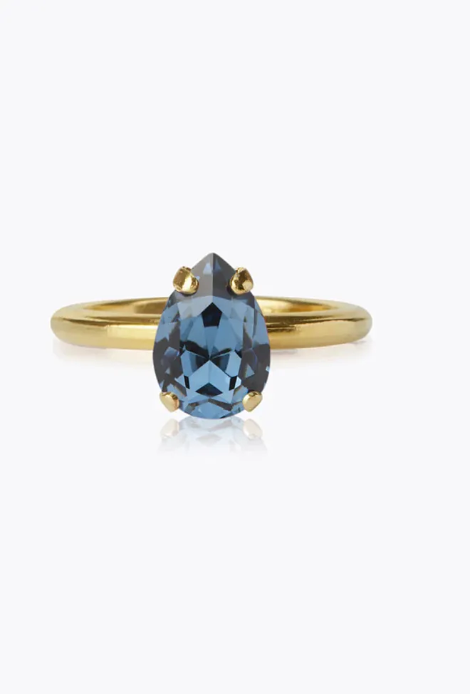 Caroline svedbom Petite Drop Ring Gold Denim Blue 