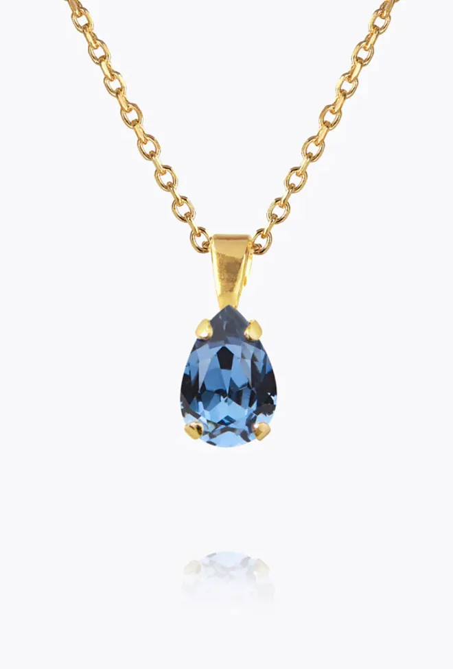 Caroline Svedbom Petite Drop Necklace Gold Denim blue smykke 4