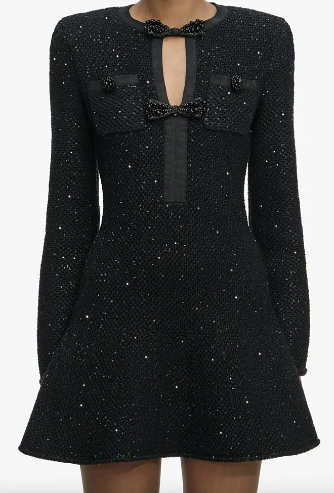 Self-Portrait Sequin Knit Mini Dress Black minikjole 2